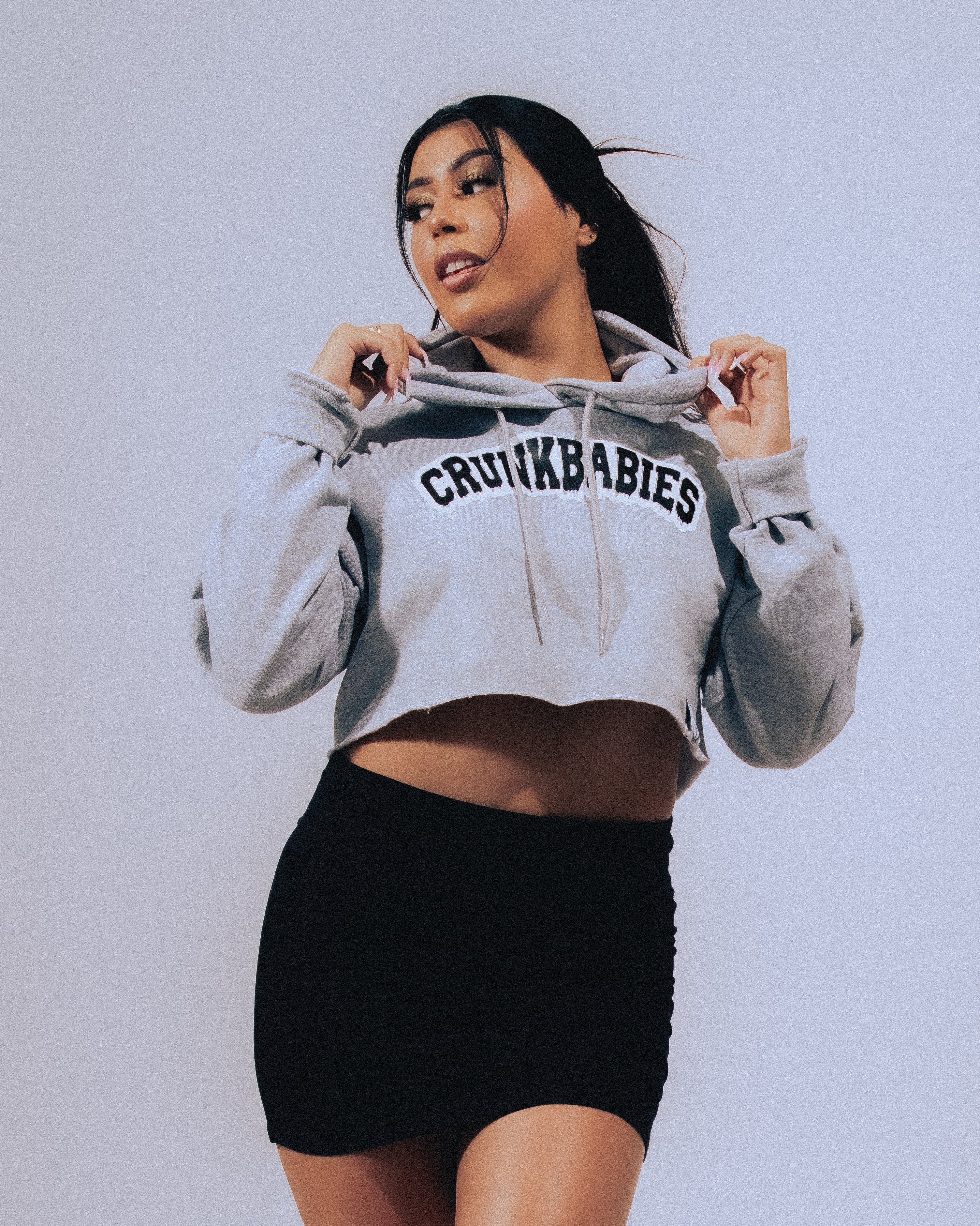 Grey Cropped Hoodie