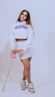 White Cropped Hoodie