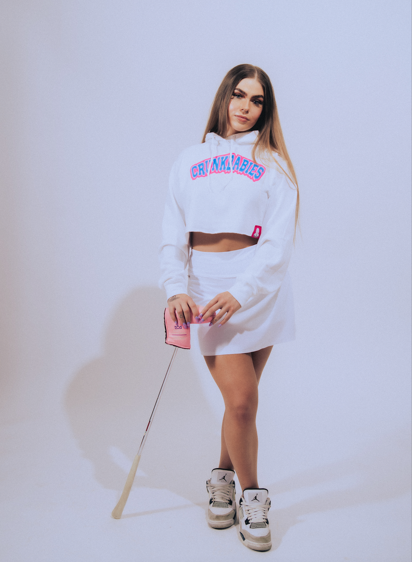 White Cropped Hoodie